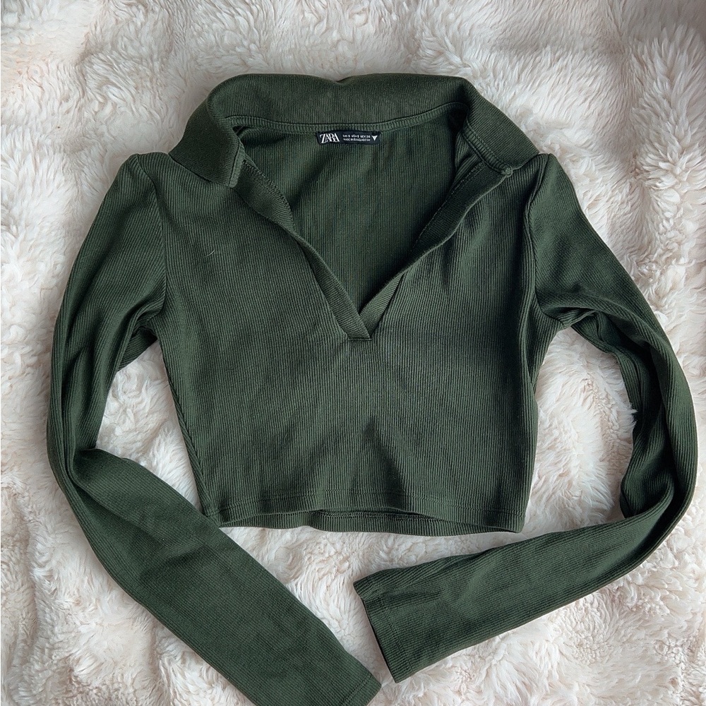 Zara Olive Green Women's Top